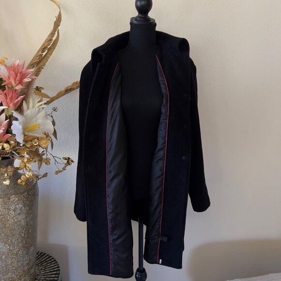 Preston & York Wool Trench Coat with Hot Pink Lining Trim NWOT sz 12 - Picture 2 of 9